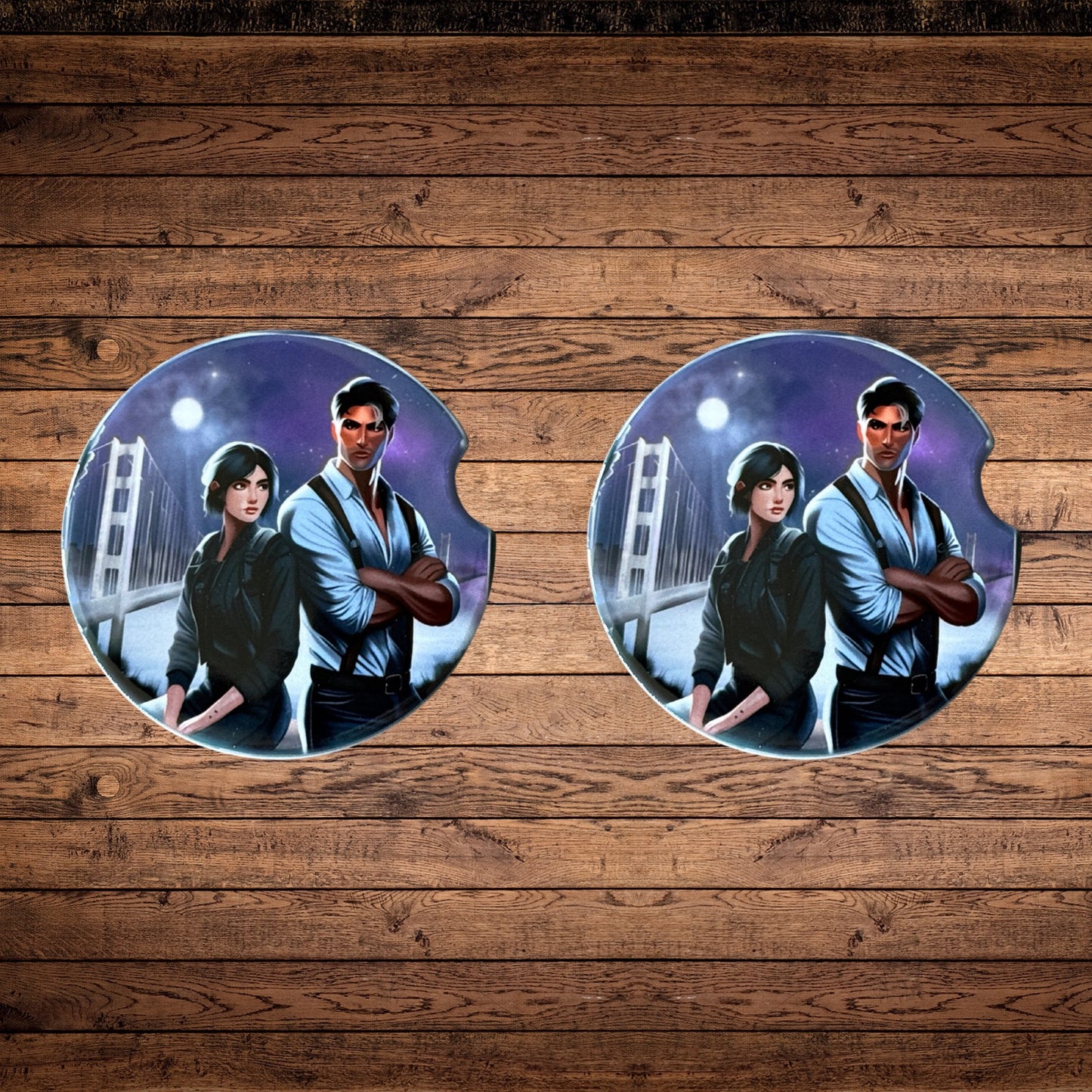 The Games Gods Play Car Coasters | Dark Fantasy Couple Design | Bookish Gift for Fans
