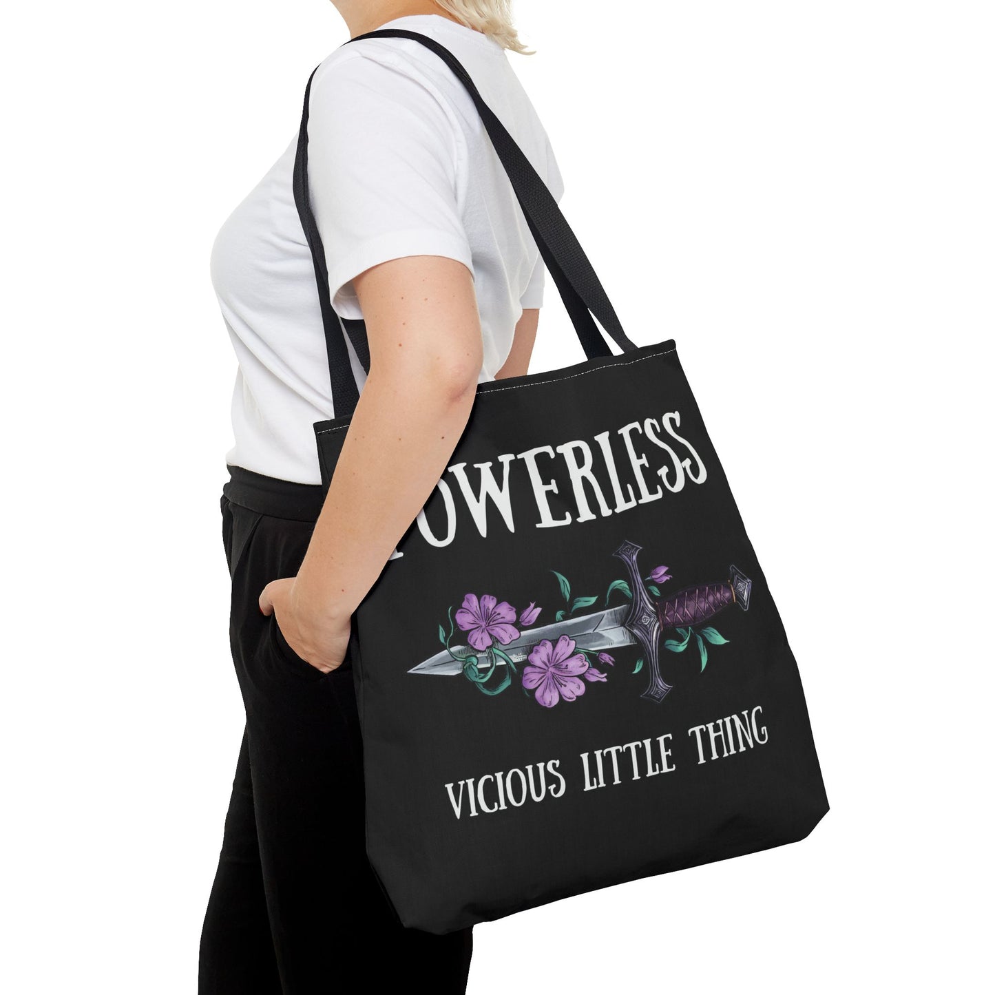 Powerless Tote Bag | Vicious Little Thing Sword & Floral Bookish Bag
