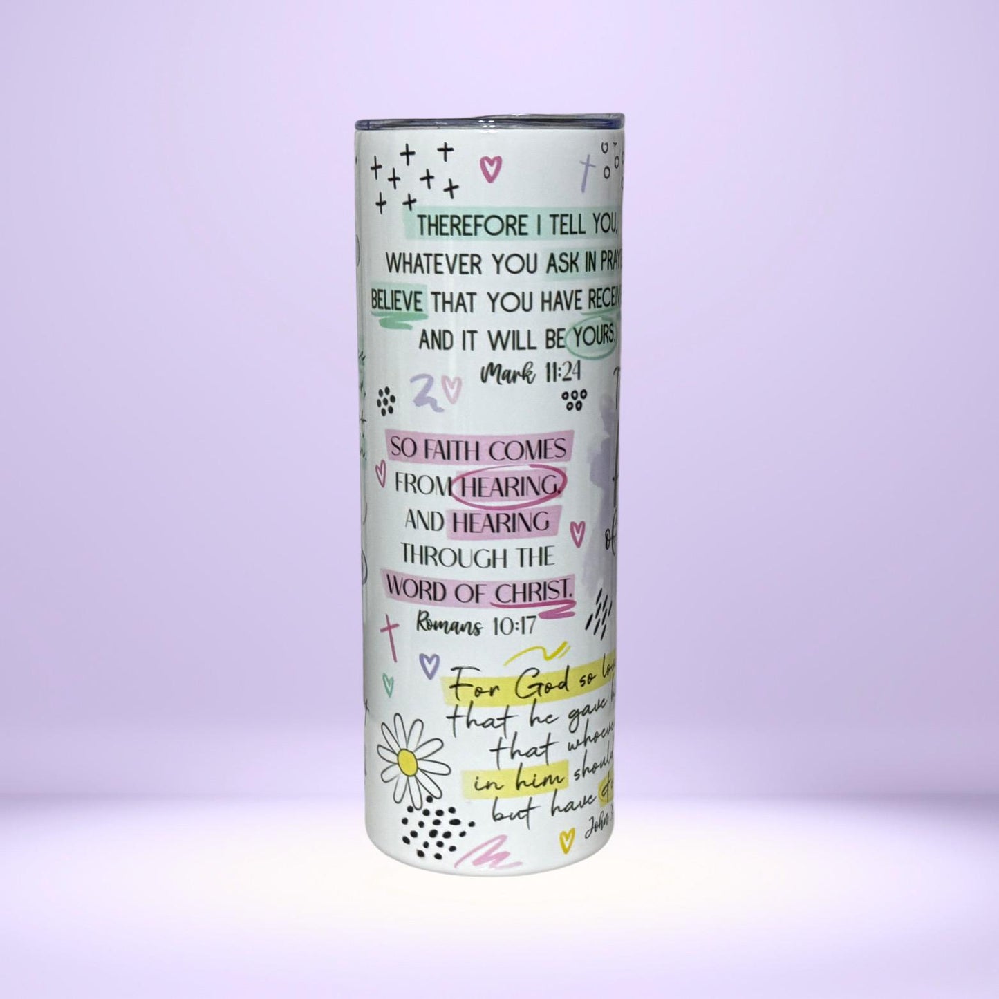 Power of Faith Tumbler | Bible Verse Christian Gift | Inspirational Scripture Drinkware