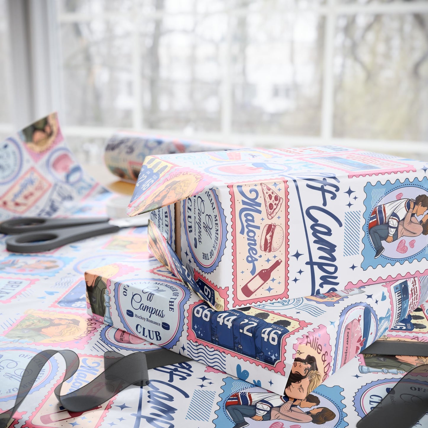 Off Campus Inspired Wrapping Paper | Hockey Romance Gift Wrap | Briar U Book Lover Wrapping Paper | College Romance Reader Gift