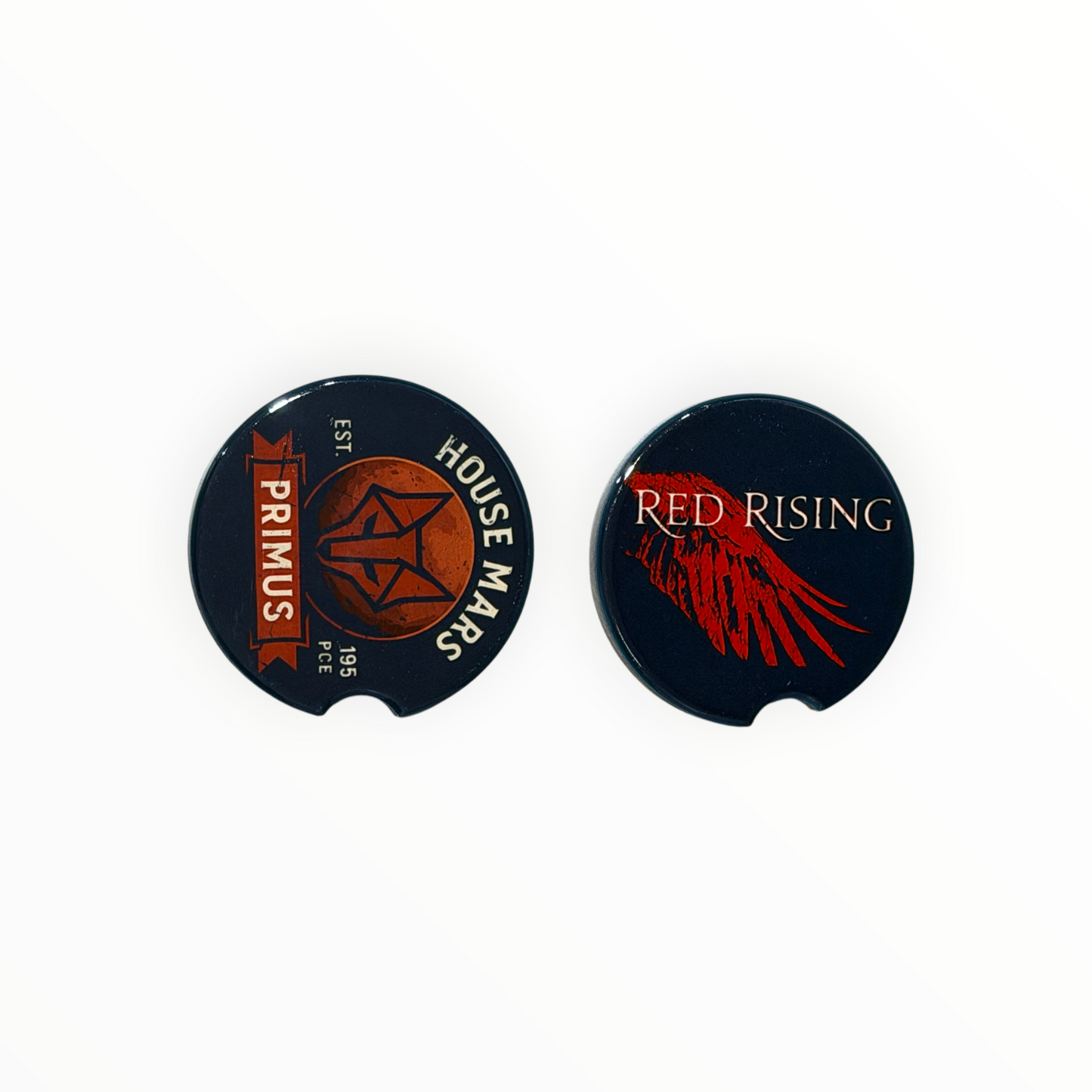 Red Rising Car Coasters | House Mars 2-Pack Sci-Fi Ceramic Coasters