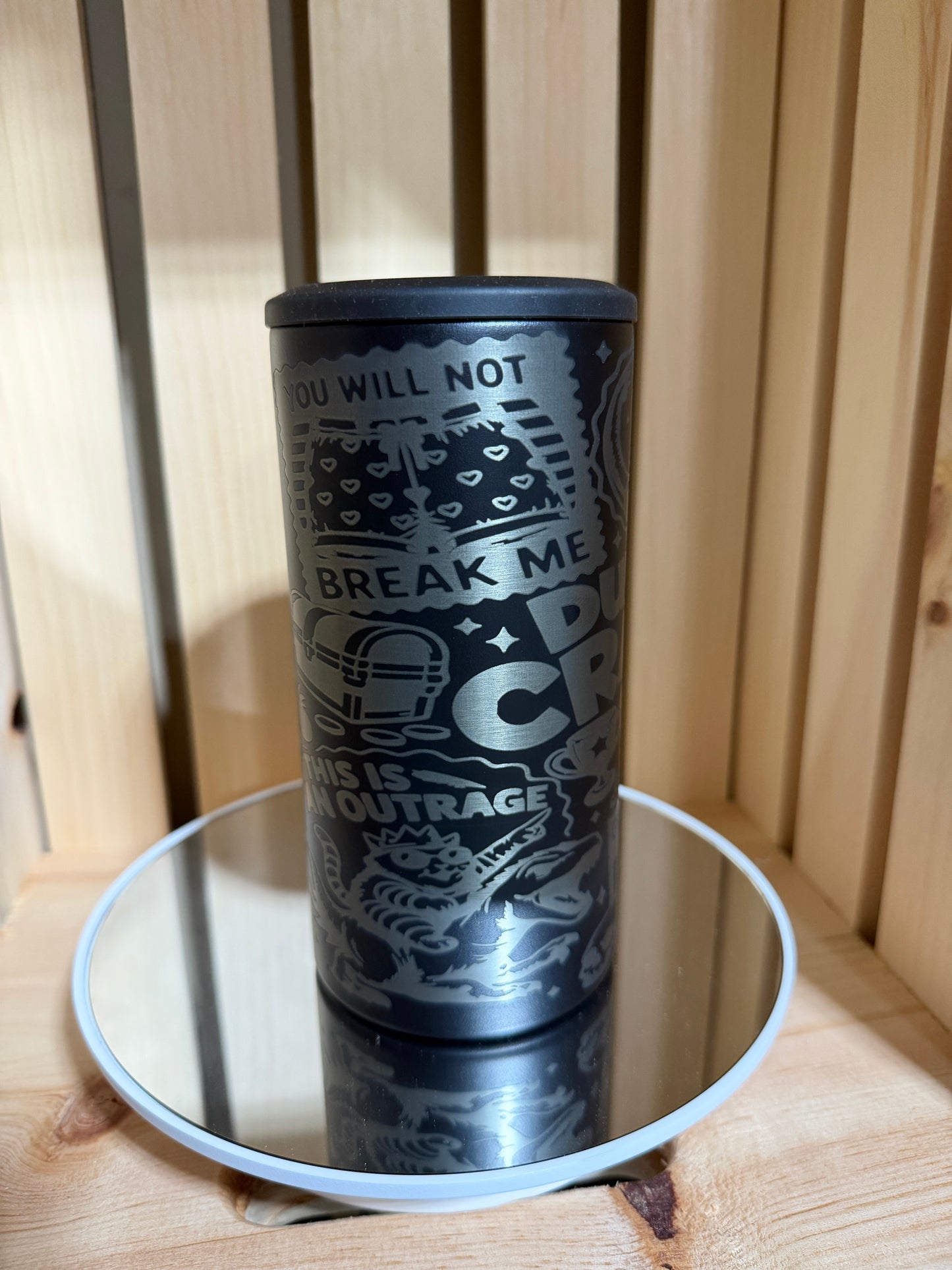Dungeon Crawler Carl Engraved 4-in-1 Can Cooler | DCC Laser Engraved Tumbler | Book Lover Gift | Fantasy Reader Cup | RPG Fan Drink Holder