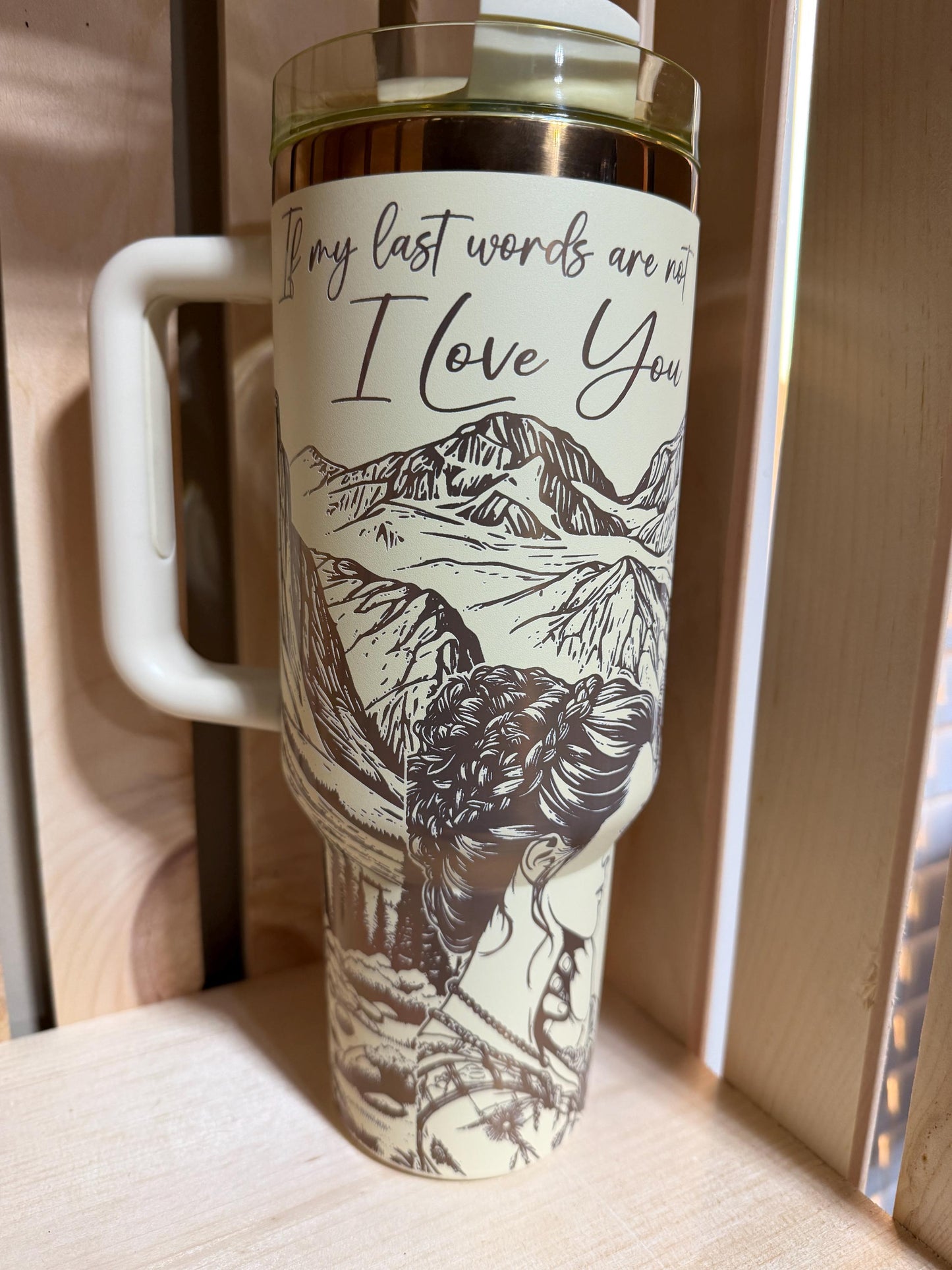 Stanley Style Outlander Inspired 40oz Engraved Tumbler | White Rainbow Stainless Steel Cup | Romance Book Gift | Laser Engraved Mug