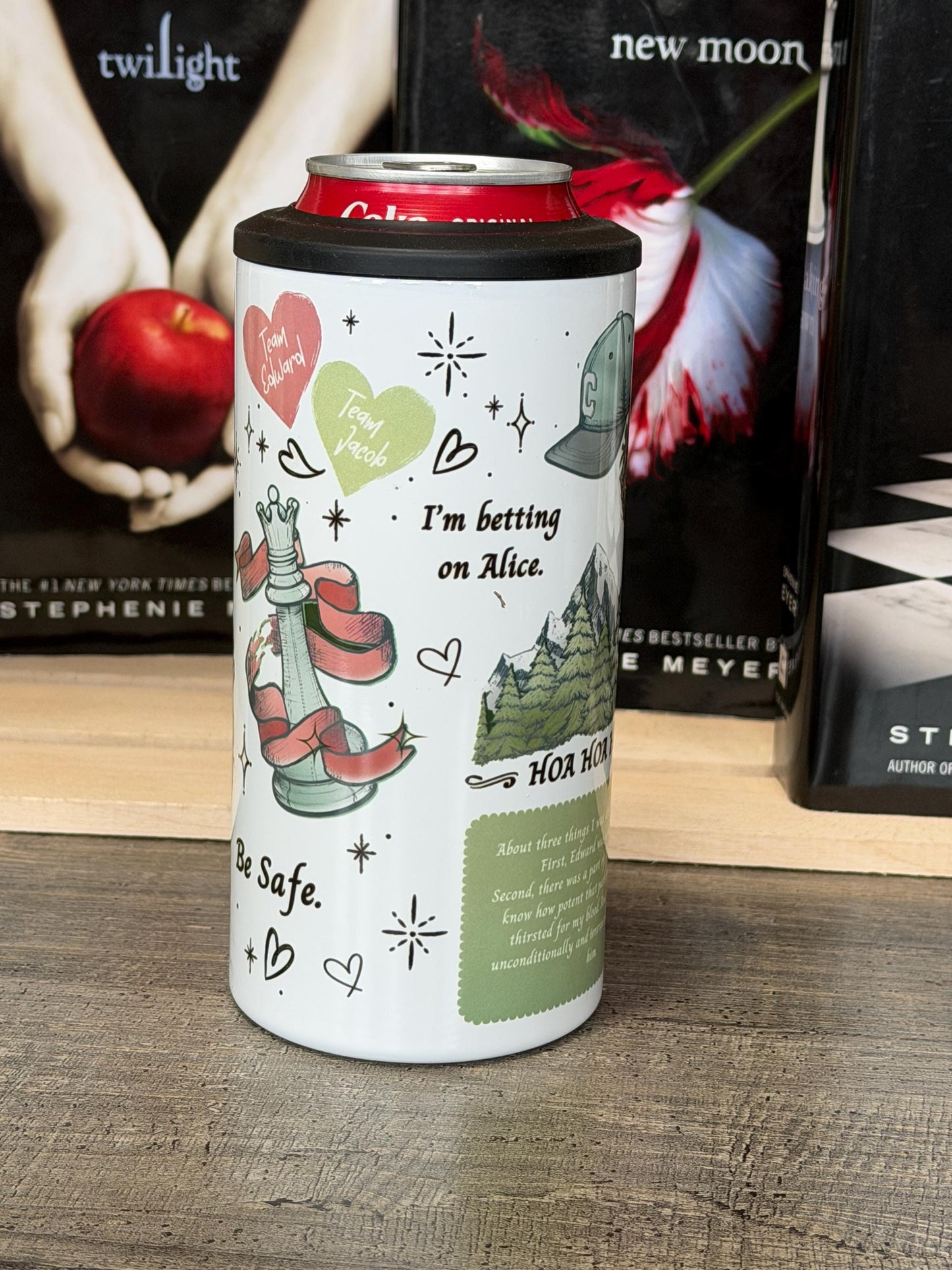 Twilight Inspired 4 in 1 Can Cooler | Vampire Bookish Drink Holder | Edward vs Jacob Tumbler | Book Lover Gift | Insulated Can Cooler