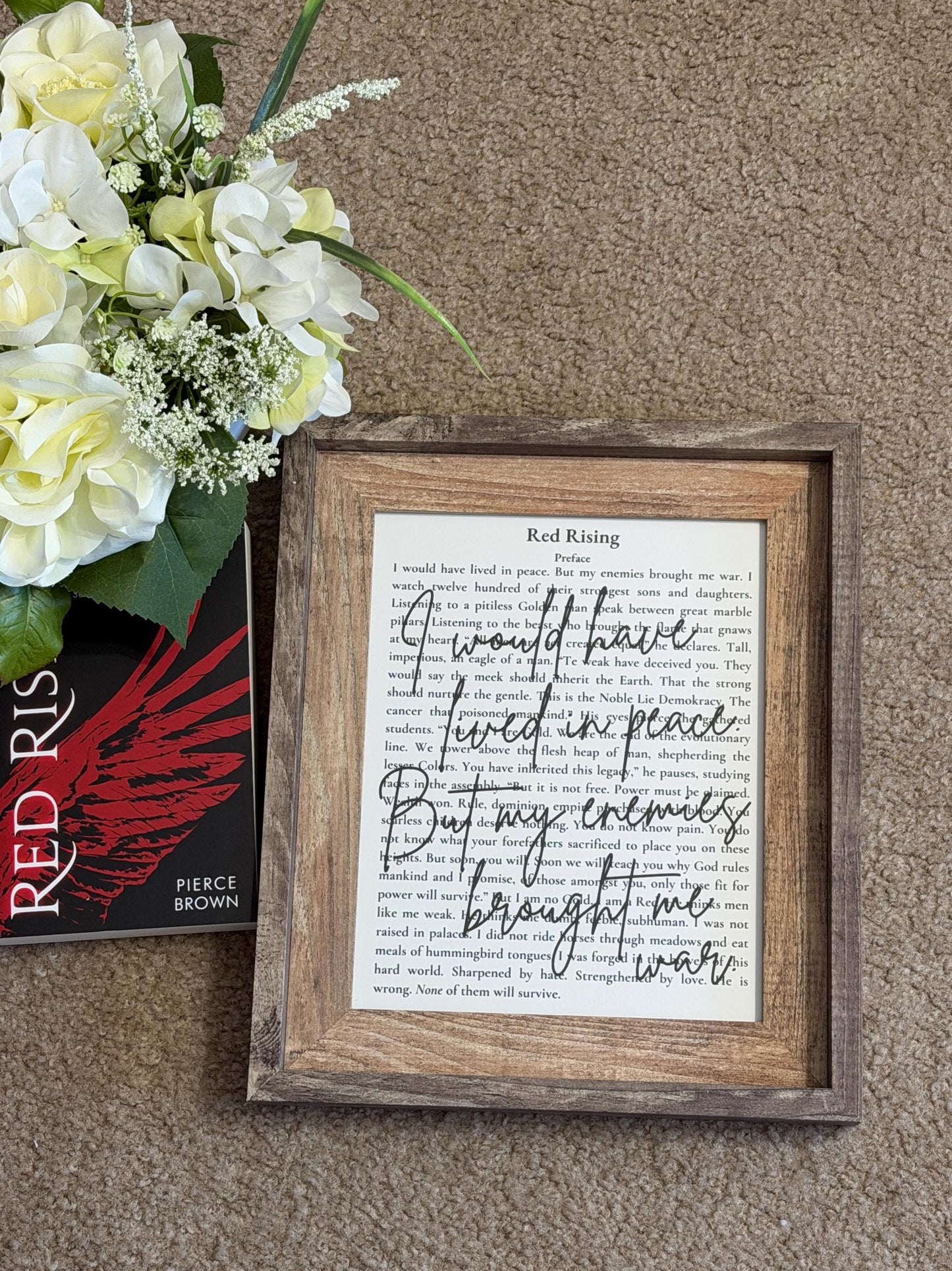 Bookish Frame | Red Rising Inspired Book Page Frame | Bookish Wall Art | Sci-Fi Reader Decor | Rustic Literary Quote Art | Gift for Book Lovers