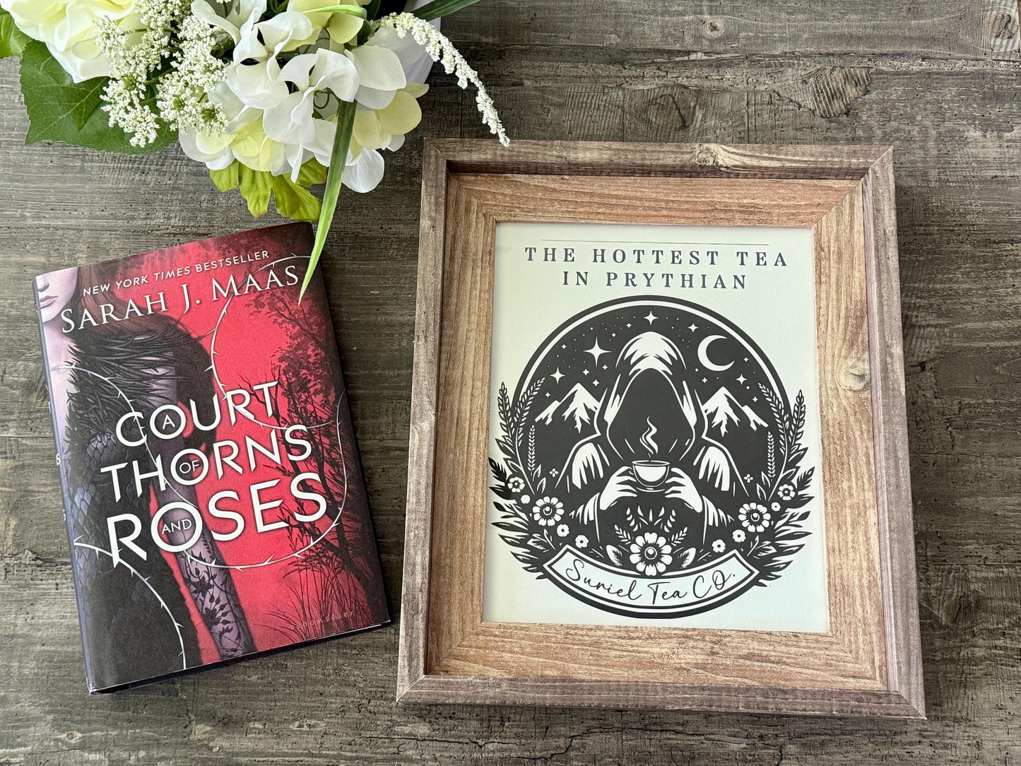 Bookish Frame | ACOTAR Inspired Shelf Frame | Suriel Tea Co. | A Court of Thorns and Roses Bookish DecorBookish Frame |