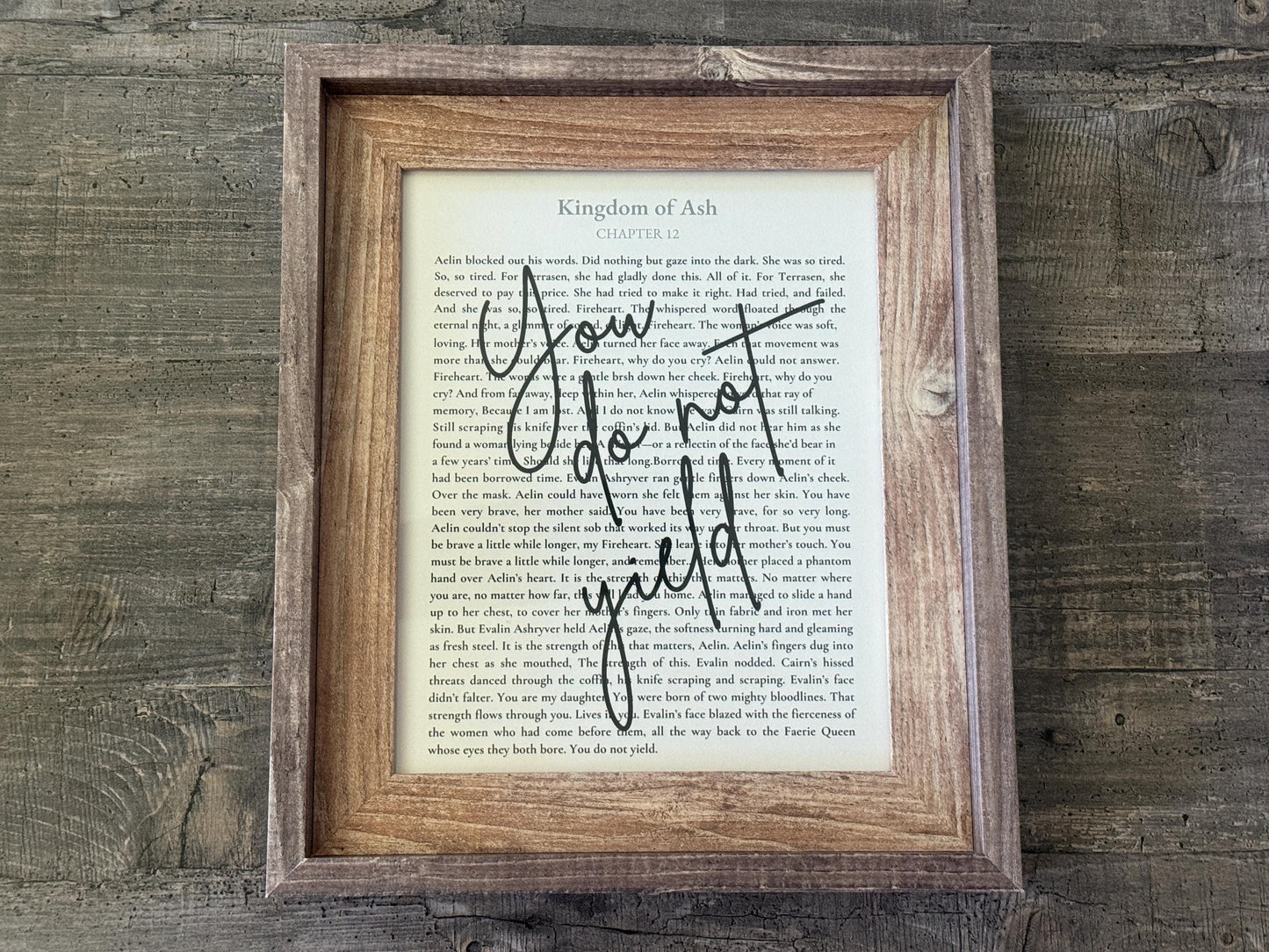 Bookish Frame | Throne of Glass "You Do Not Yield" Book Page Frame – Kingdom of Ash Wall Art