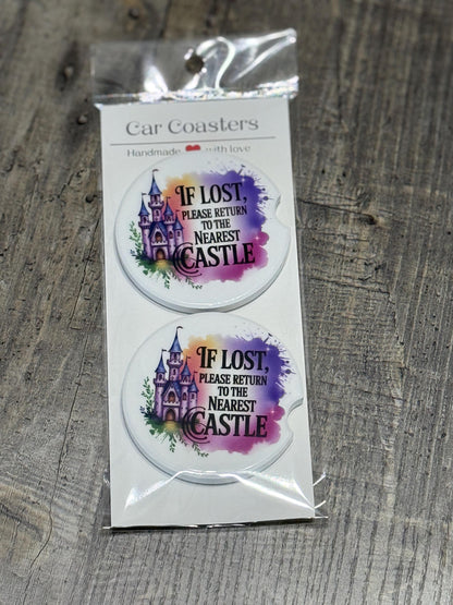 Return to the Nearest Castle Car Coasters – Fairytale Quote & Castle Art Set