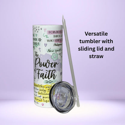 Power of Faith Tumbler | Bible Verse Christian Gift | Inspirational Scripture Drinkware