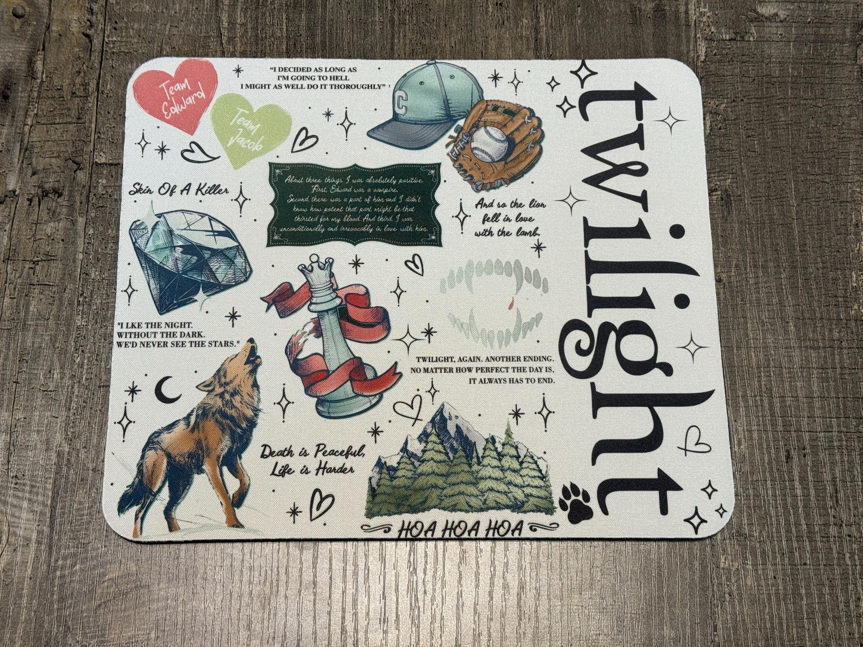 Twilight Saga Mouse Pad – Team Edward & Jacob Design with Iconic Quotes