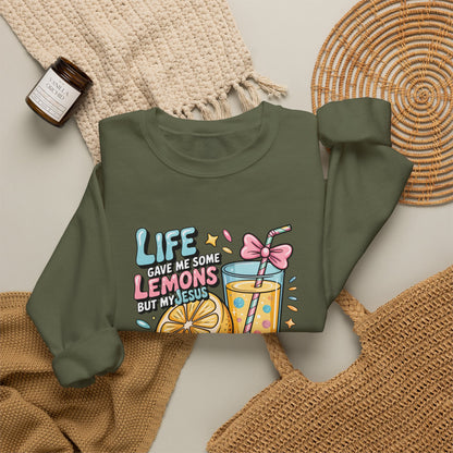 Life Gave Me Lemons But My Jesus He Be Makin' Lemonade Sweatshirt | Christian Sweatshirt | Forrest Frank Inspired Crewneck | Faith Graphic Pullover | Cute Christian Gift