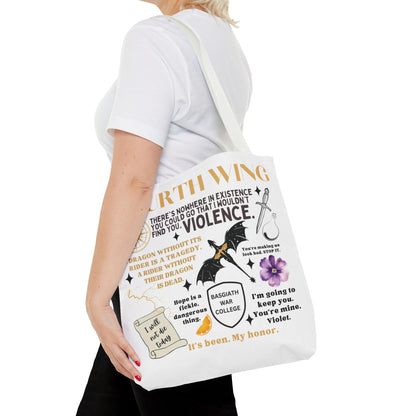 Fourth Wing Quote Tote Bag | Basgiath, Dragons & Violet Romance Design