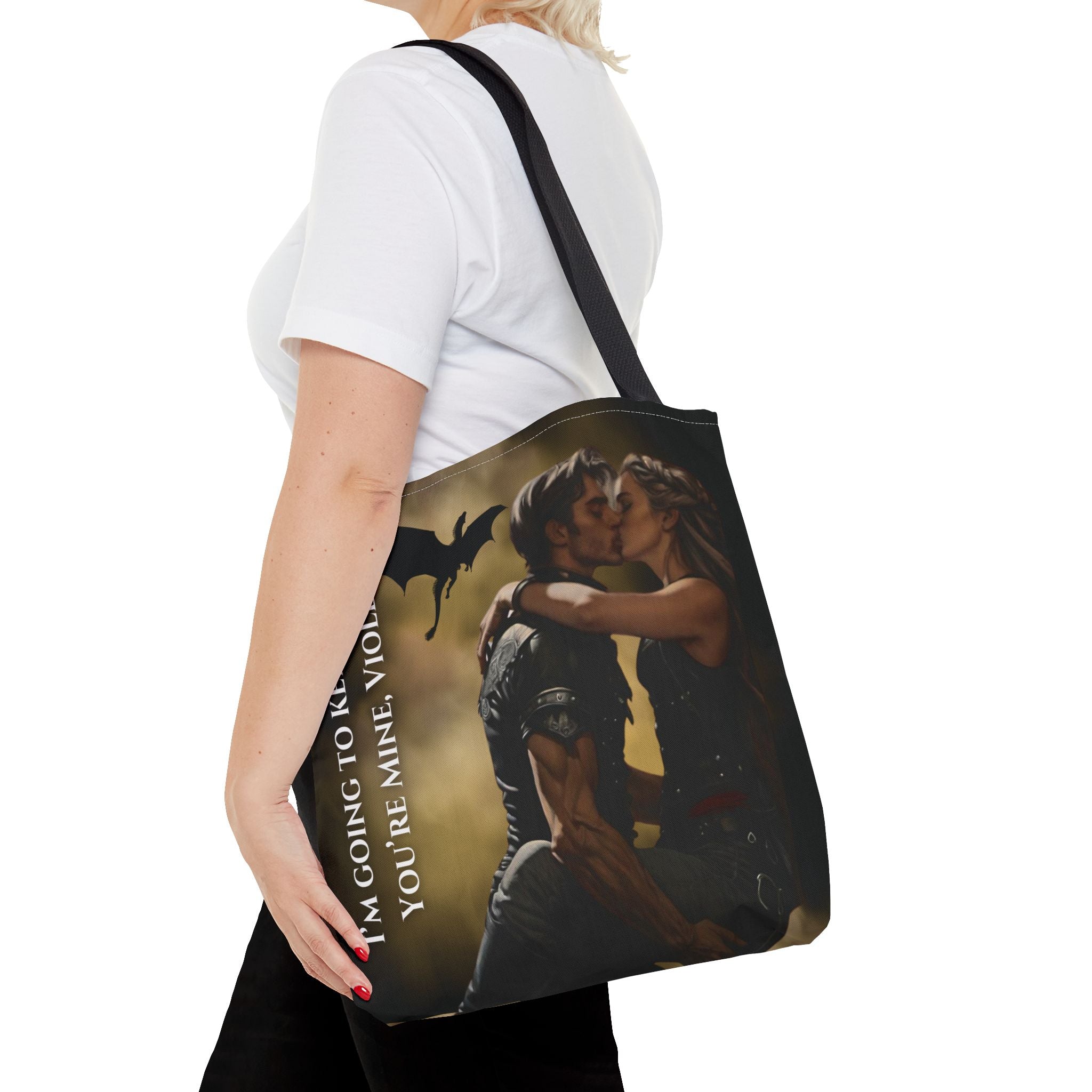 Violet & Xaden Fourth Wing Tote | Fantasy Romance Dragon Quote Bag
