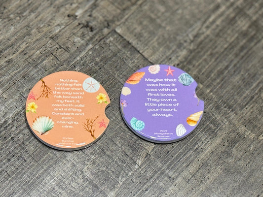 The Summer I Turned Pretty Quote Car Coasters – Beachy Pastel Love Set