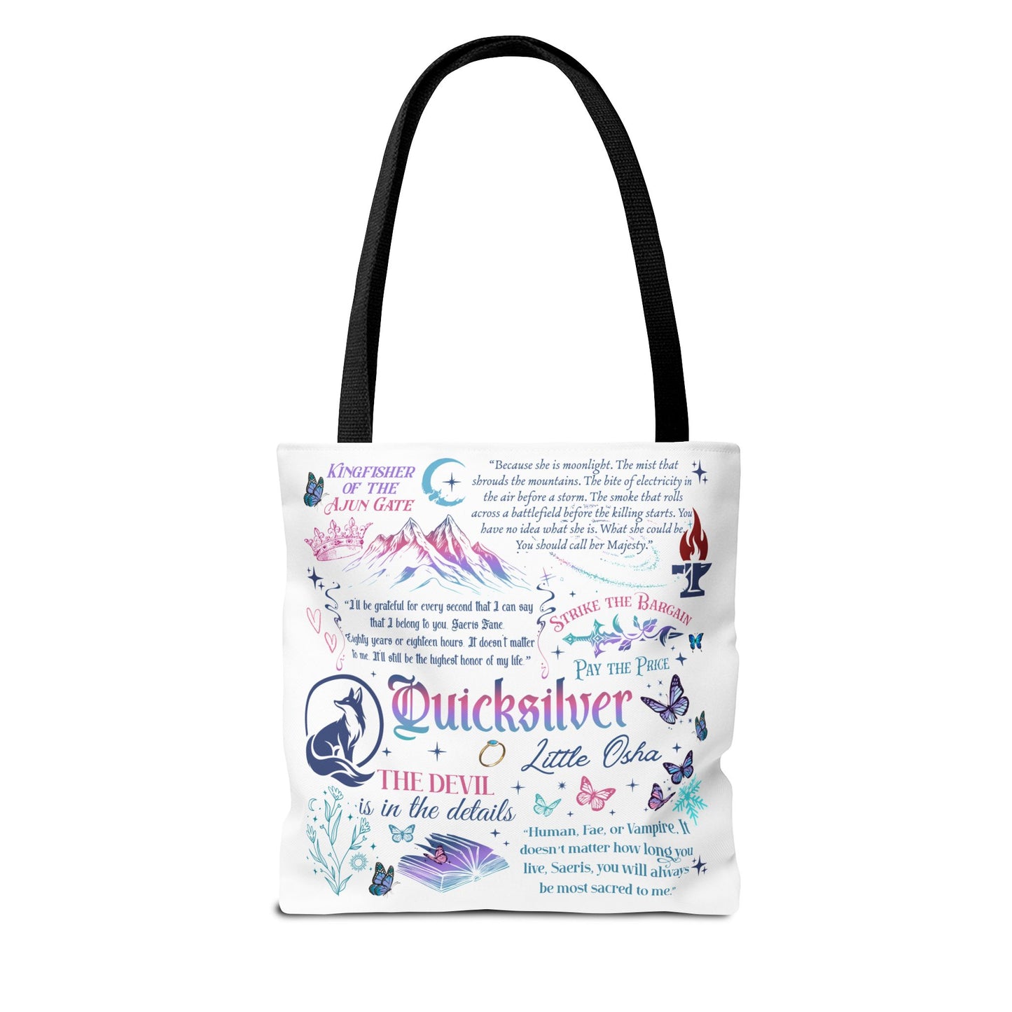 Quicksilver Quote Collage Tote Bag | Literary Script Typography
