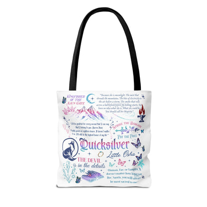 Quicksilver Quote Collage Tote Bag | Literary Script Typography