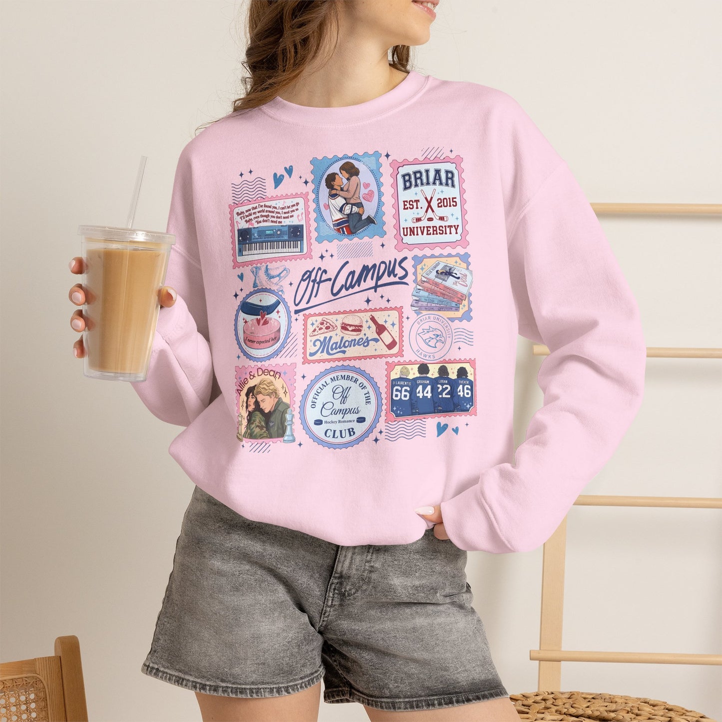 Off Campus Stamps Sweatshirt | Hockey Romance Crewneck | Briar University Inspired Sweatshirt | Bookish Romance Gift | Cozy Reader Pullover