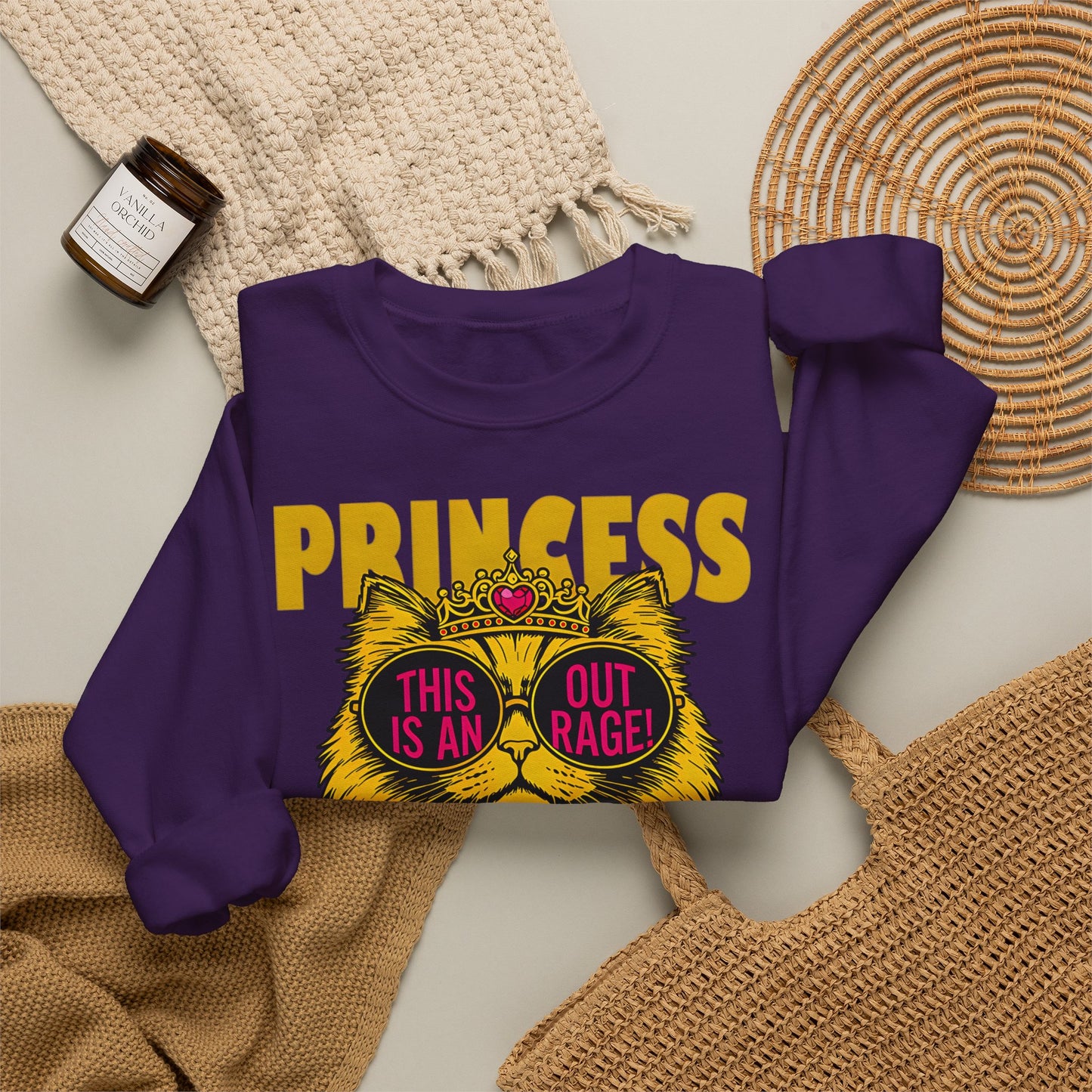 Princess Donut "This Is an Outrage!" Sweatshirt | Dungeon Crawler Carl Inspired Crewneck | Princess Donut Fan Gift | Funny Cat Sweatshirt