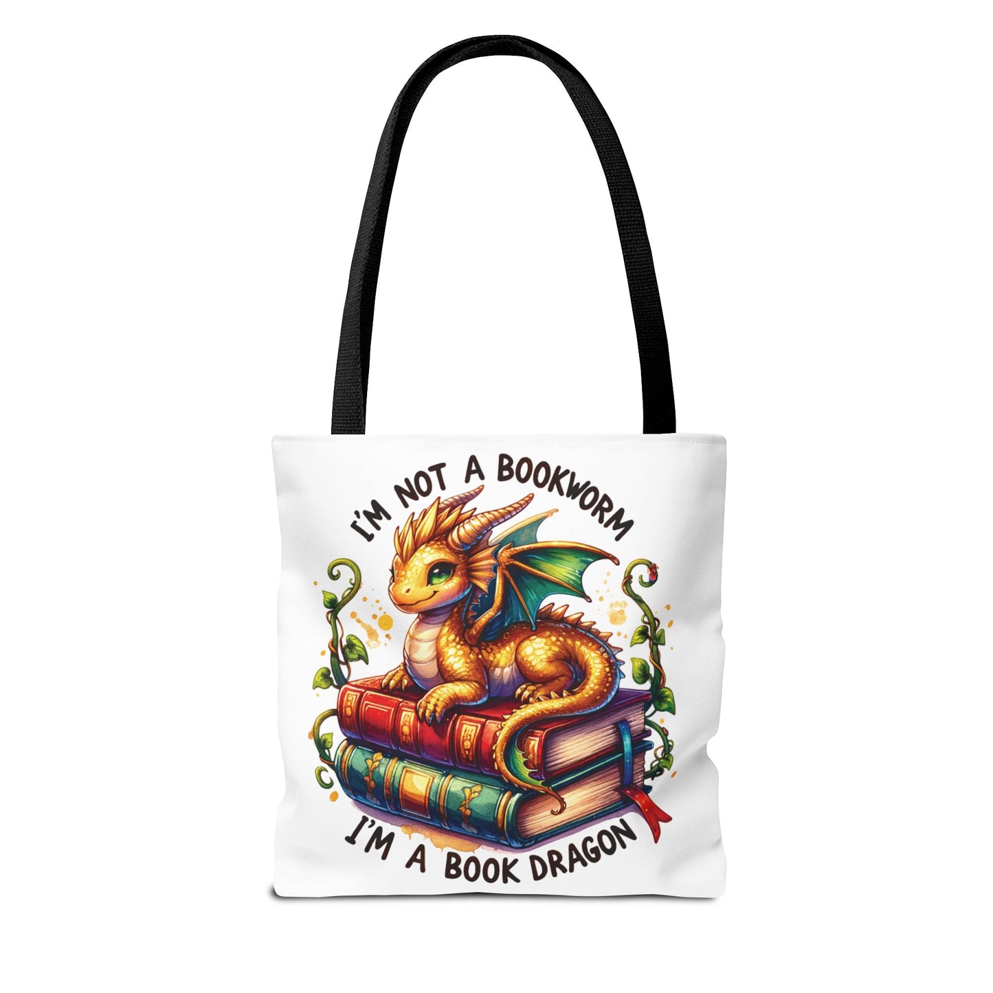 Book Dragon Tote Bag | Fantasy Reading Lover Gift | Double Sided Linen Bag