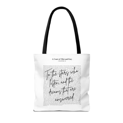 ACOTAR Tote Bag | A Court of Mist and Fury Quote | To the Stars Who Listen Book Lover Gift