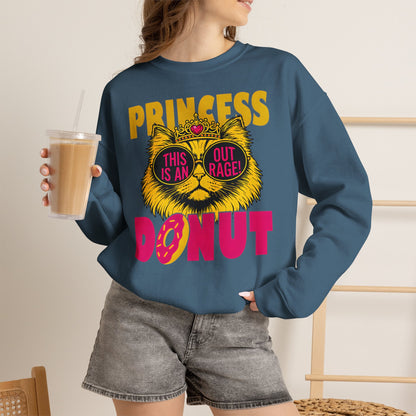 Princess Donut "This Is an Outrage!" Sweatshirt | Dungeon Crawler Carl Inspired Crewneck | Princess Donut Fan Gift | Funny Cat Sweatshirt