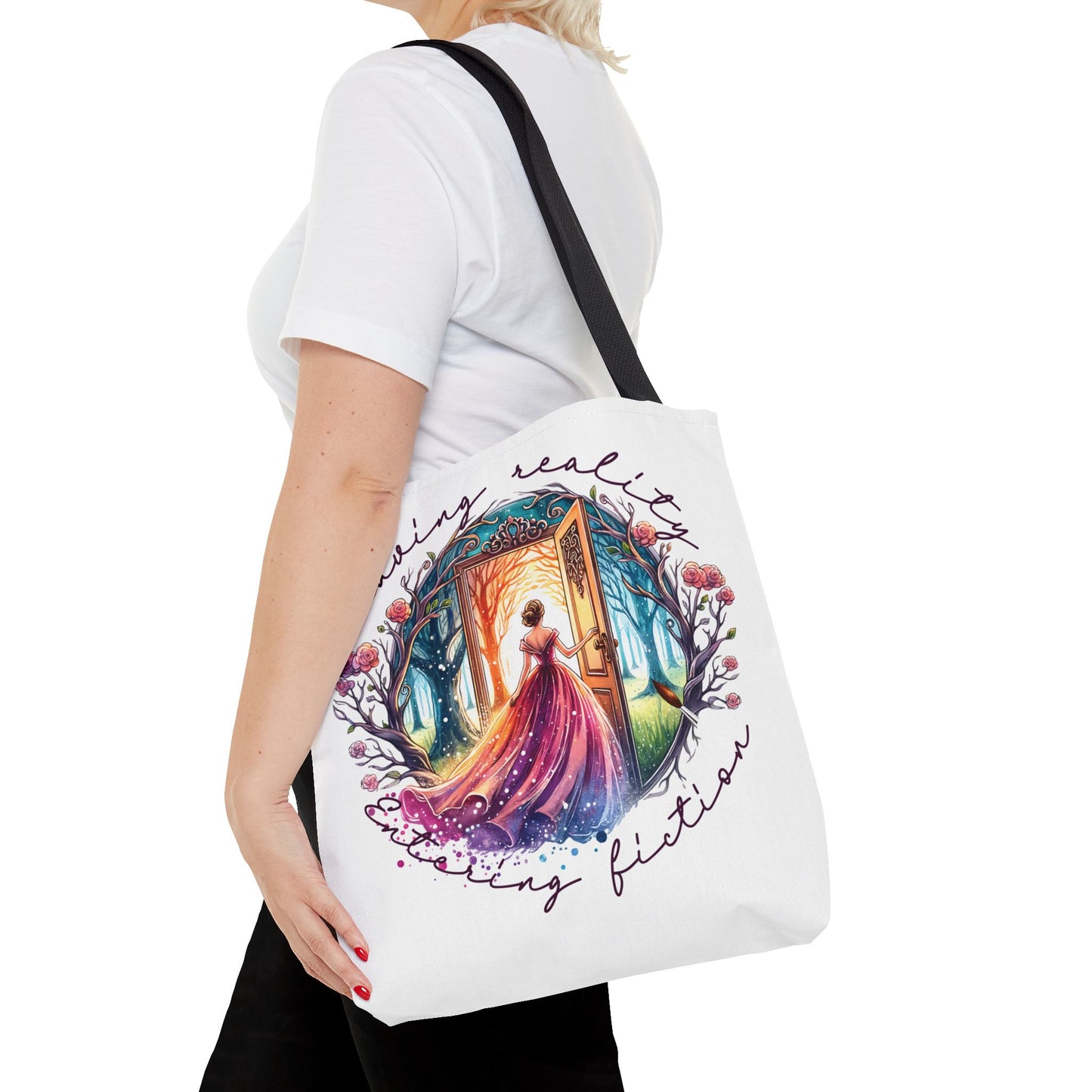 Leaving Reality Entering Fiction Fantasy Book Tote Bag