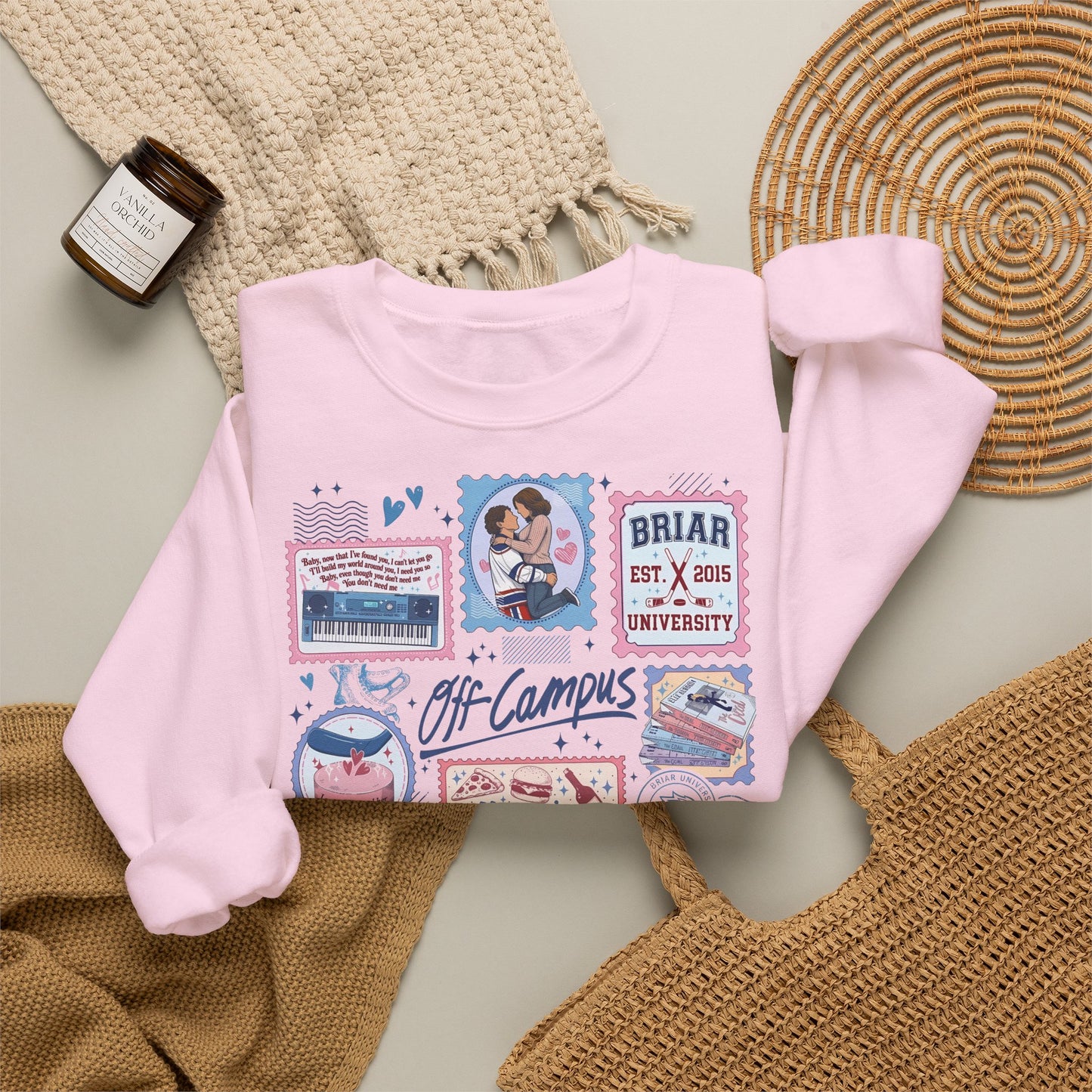 Off Campus Stamps Sweatshirt | Hockey Romance Crewneck | Briar University Inspired Sweatshirt | Bookish Romance Gift | Cozy Reader Pullover
