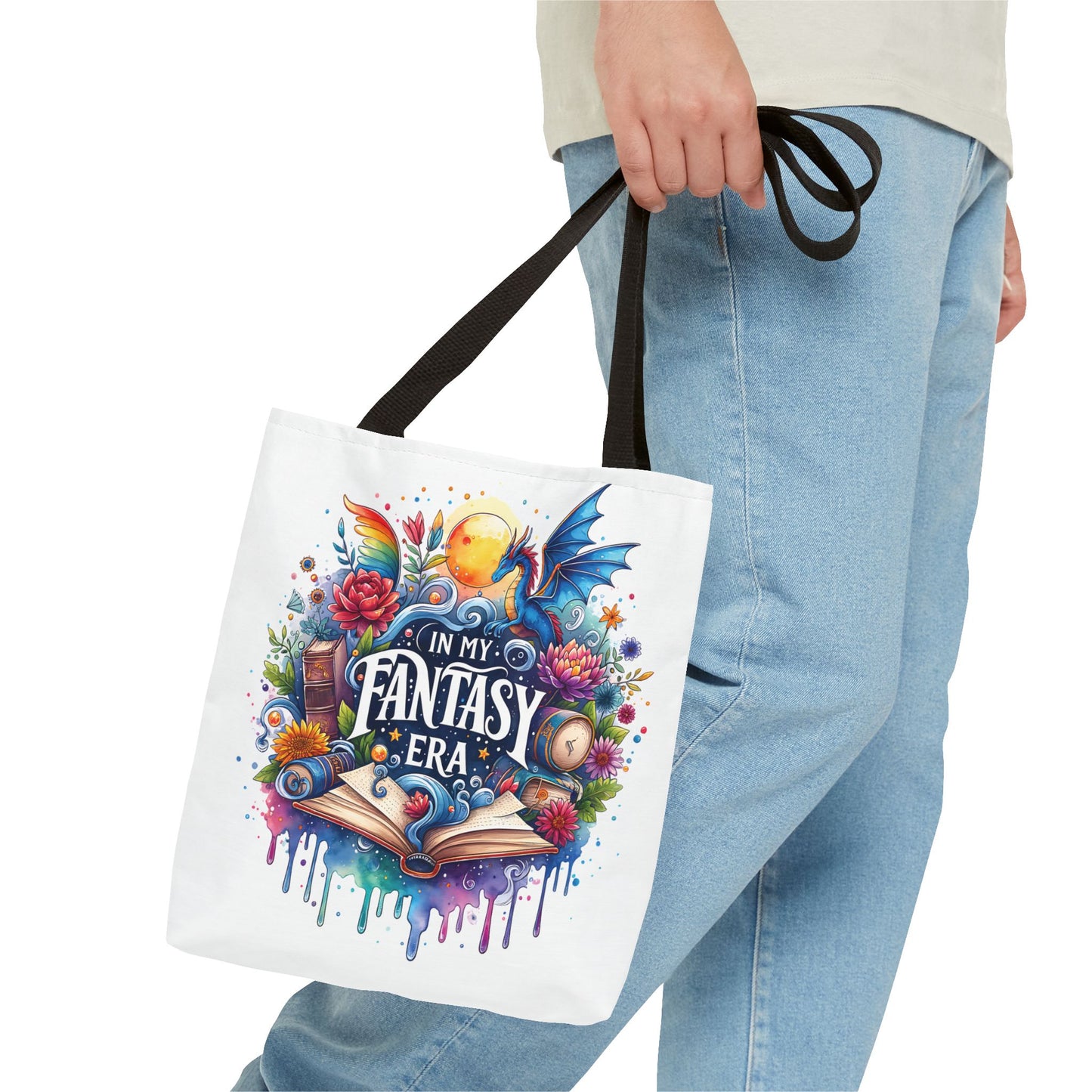 In My Fantasy Era | Colorful Dragon & Book Lover Tote Bag