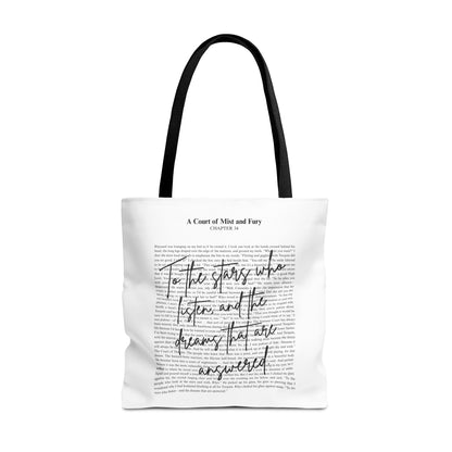 ACOTAR Tote Bag | A Court of Mist and Fury Quote | To the Stars Who Listen Book Lover Gift