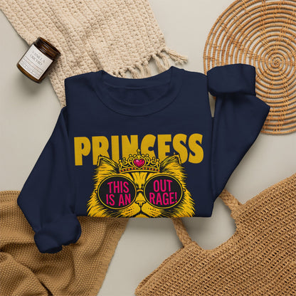 Princess Donut "This Is an Outrage!" Sweatshirt | Dungeon Crawler Carl Inspired Crewneck | Princess Donut Fan Gift | Funny Cat Sweatshirt