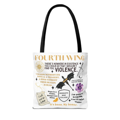 Fourth Wing Quote Tote Bag | Basgiath, Dragons & Violet Romance Design