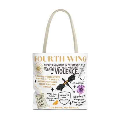 Fourth Wing Quote Tote Bag | Basgiath, Dragons & Violet Romance Design