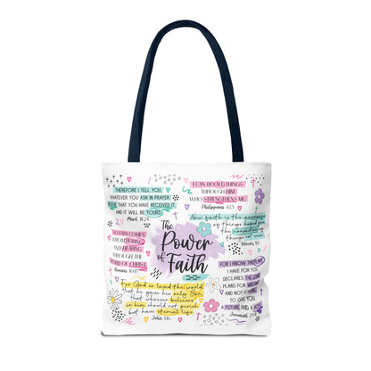 The Power of Faith | Christian Scripture Tote Bag | Inspirational Bible Verse Bag | Religious Gift for Women