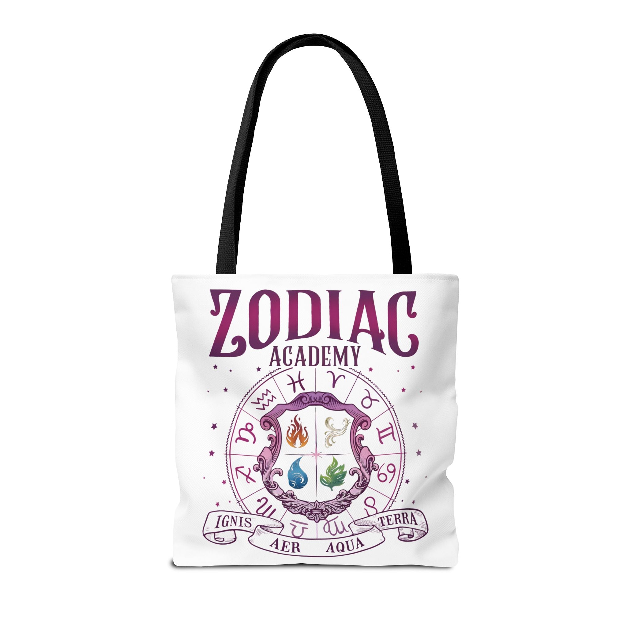 Zodiac Academy Tote Bag | Fantasy Book Lover Bag | Astrology Element Symbols
