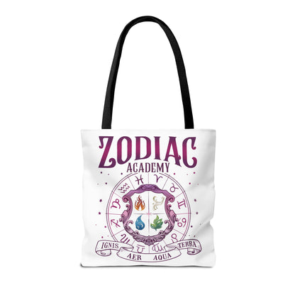 Zodiac Academy Tote Bag | Fantasy Book Lover Bag | Astrology Element Symbols