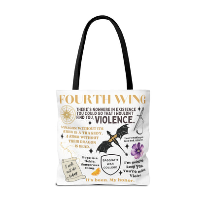 Fourth Wing Quote Tote Bag | Basgiath, Dragons & Violet Romance Design