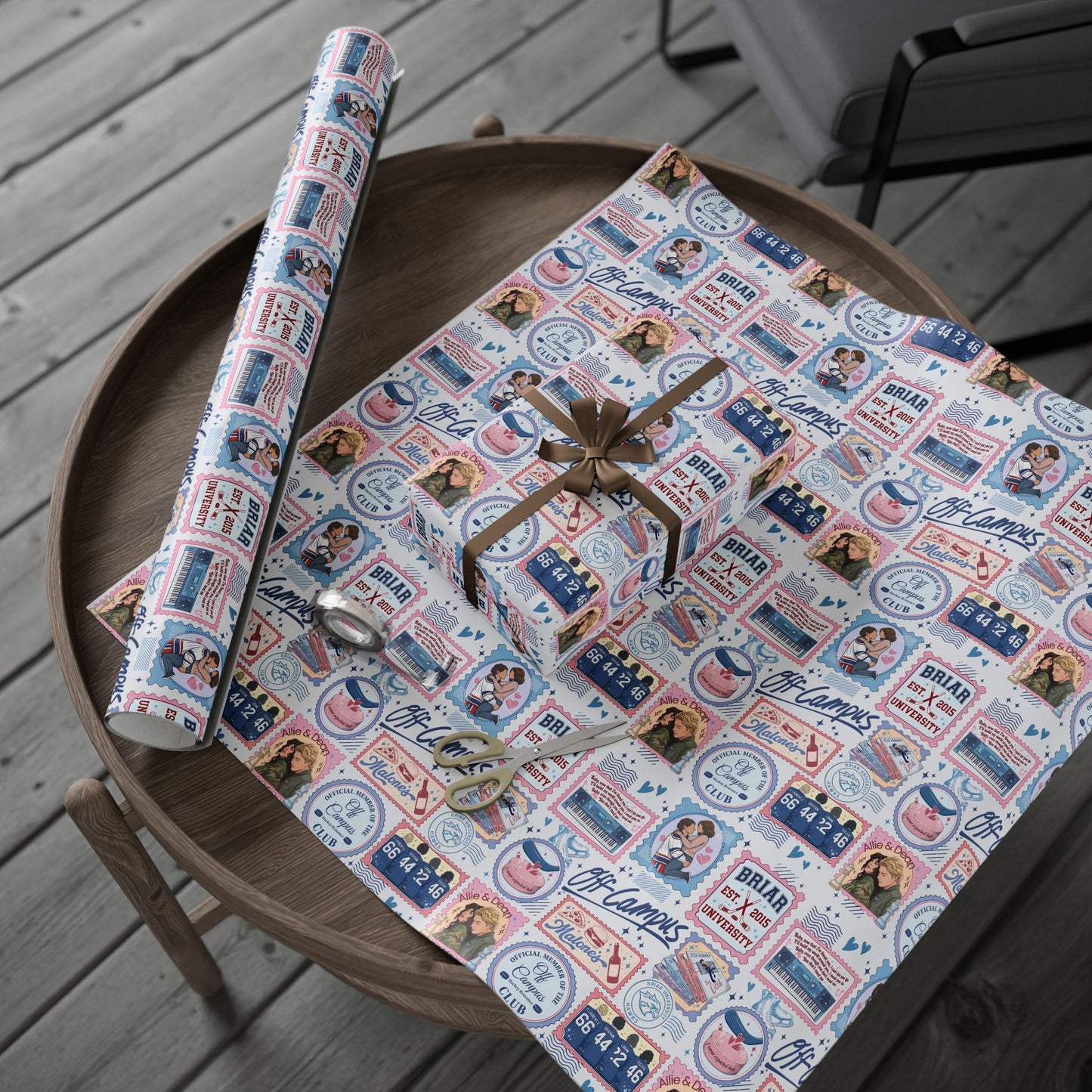 Off Campus Inspired Wrapping Paper | Hockey Romance Gift Wrap | Briar U Book Lover Wrapping Paper | College Romance Reader Gift