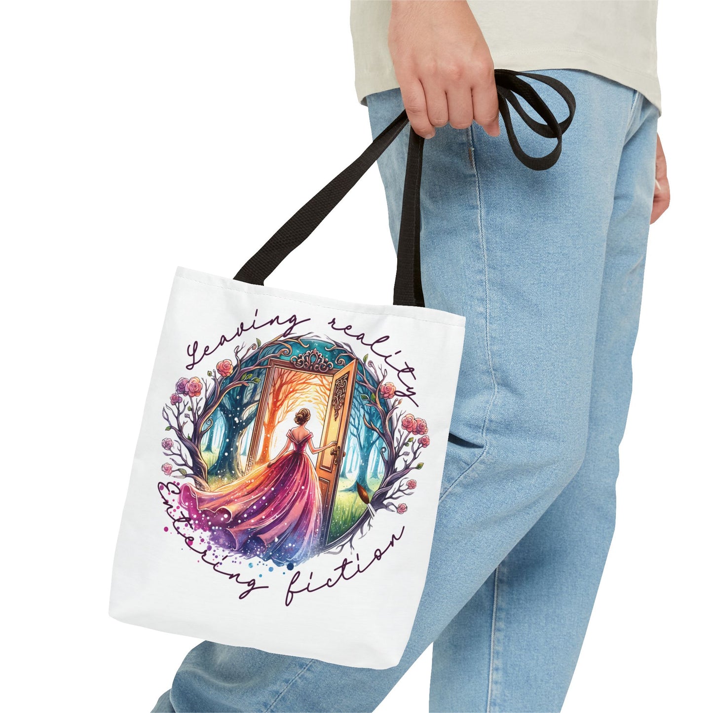 Leaving Reality Entering Fiction Fantasy Book Tote Bag