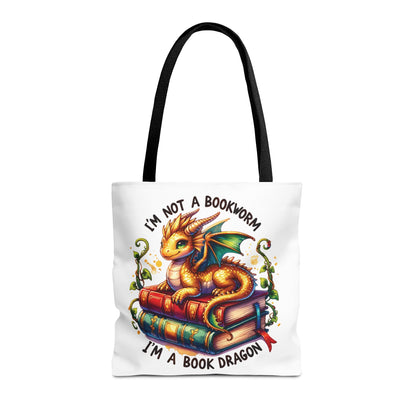 Book Dragon Tote Bag | Fantasy Reading Lover Gift | Double Sided Linen Bag
