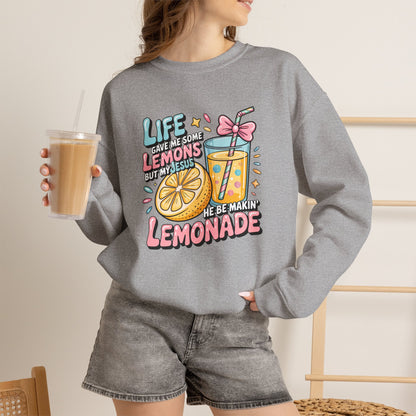 Life Gave Me Lemons But My Jesus He Be Makin' Lemonade Sweatshirt | Christian Sweatshirt | Forrest Frank Inspired Crewneck | Faith Graphic Pullover | Cute Christian Gift