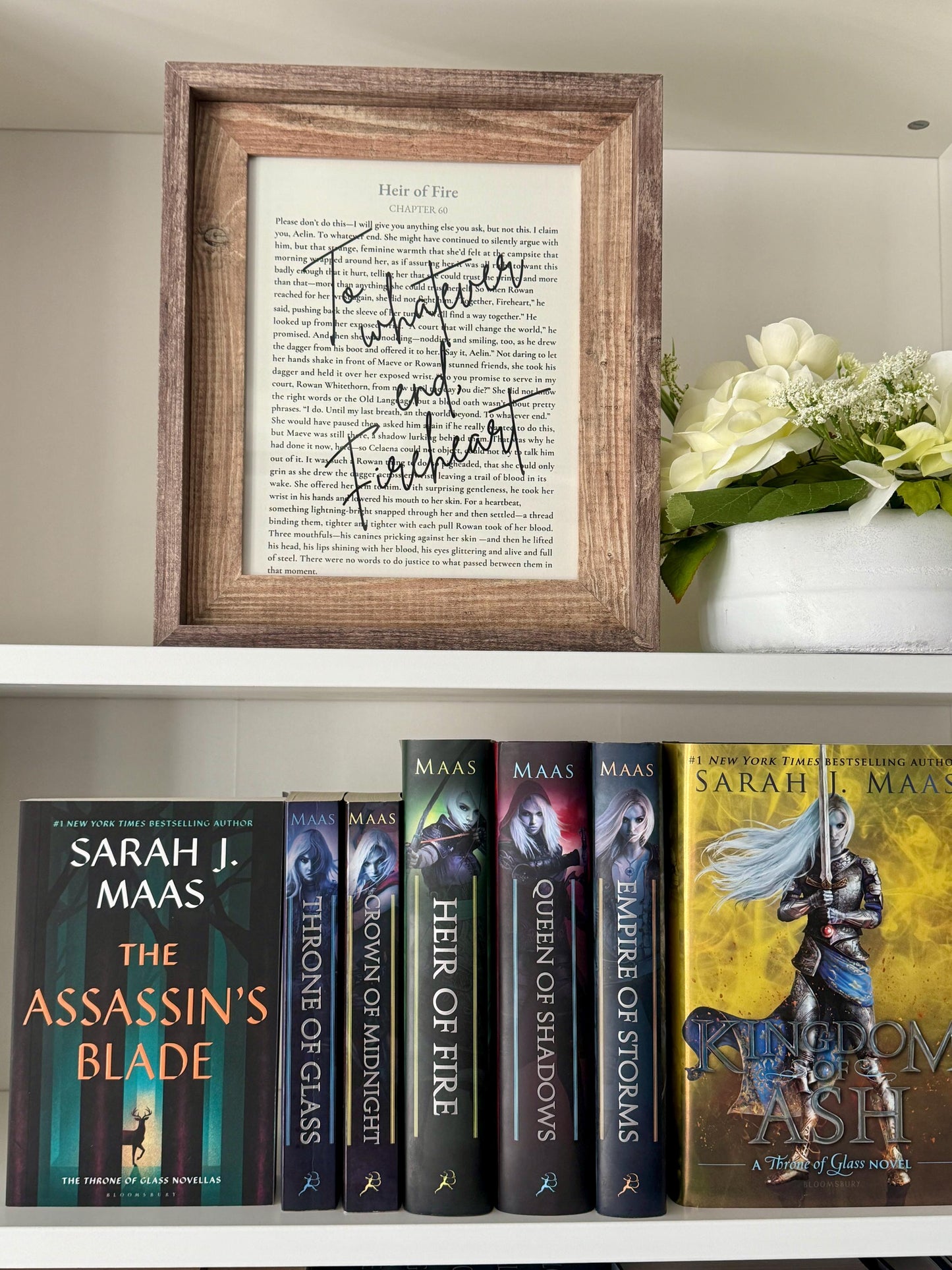 Bookish Frame | Throne of Glass | Rustic Wood 8x10 Frame | “To Whatever End, Fireheart” Literary Wall Decor
