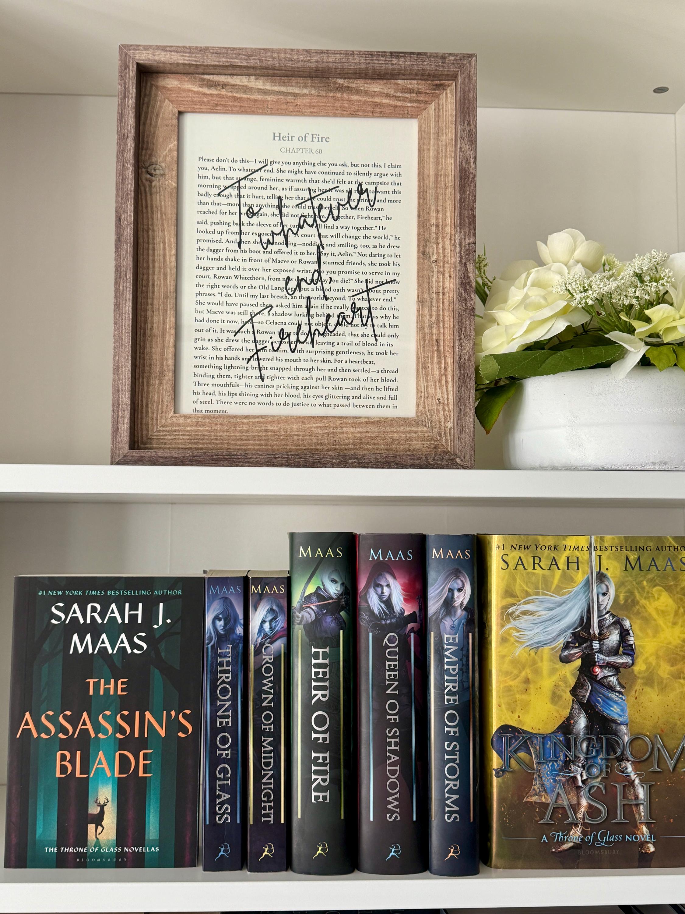 Bookish Frame | Throne of Glass | Rustic Wood 8x10 Frame | “To Whatever End, Fireheart” Literary Wall Decor