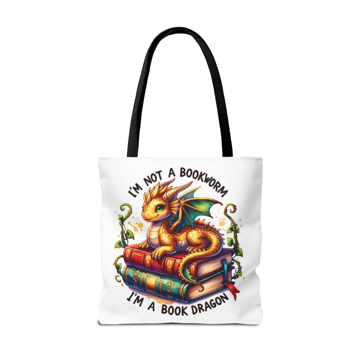 Book Dragon Tote Bag | Fantasy Reading Lover Gift | Double Sided Linen Bag