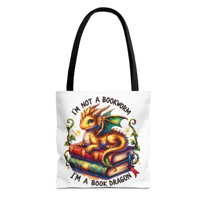 Book Dragon Tote Bag | Fantasy Reading Lover Gift | Double Sided Linen Bag