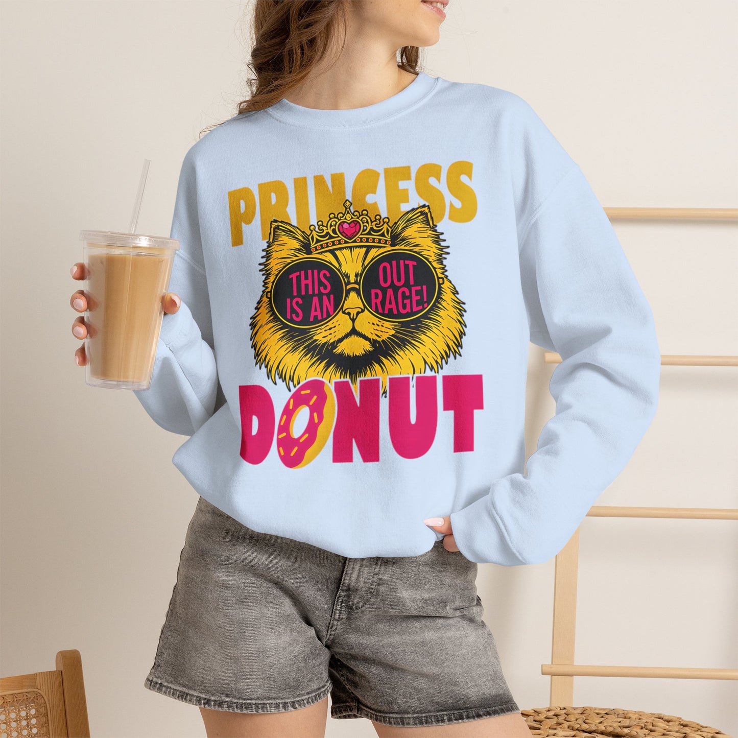 Princess Donut "This Is an Outrage!" Sweatshirt | Dungeon Crawler Carl Inspired Crewneck | Princess Donut Fan Gift | Funny Cat Sweatshirt