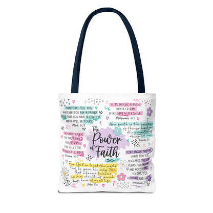 The Power of Faith | Christian Scripture Tote Bag | Inspirational Bible Verse Bag | Religious Gift for Women