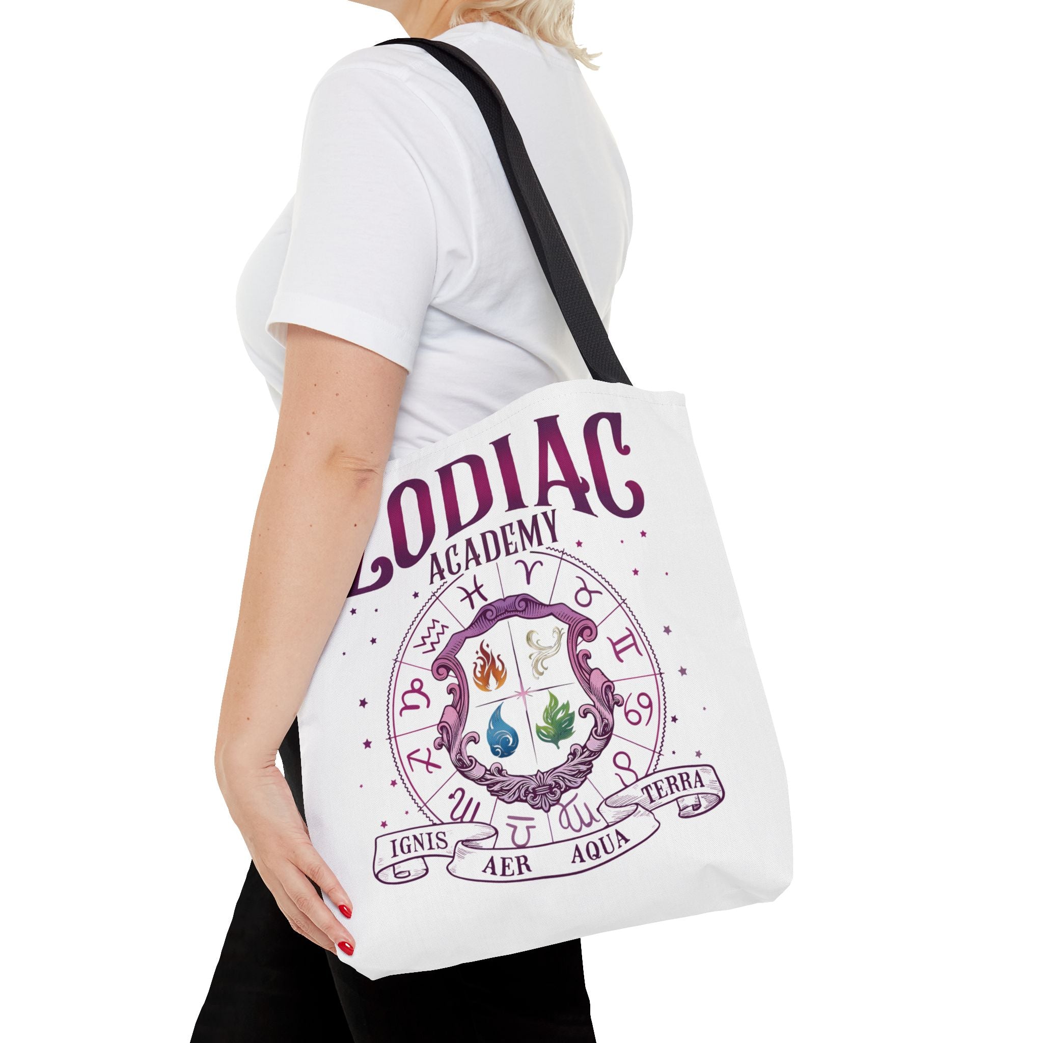 Zodiac Academy Tote Bag | Fantasy Book Lover Bag | Astrology Element Symbols