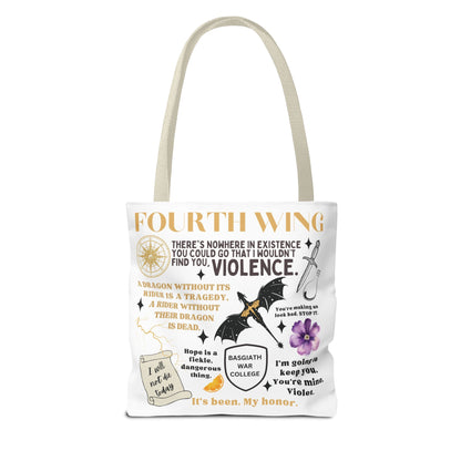 Fourth Wing Quote Tote Bag | Basgiath, Dragons & Violet Romance Design