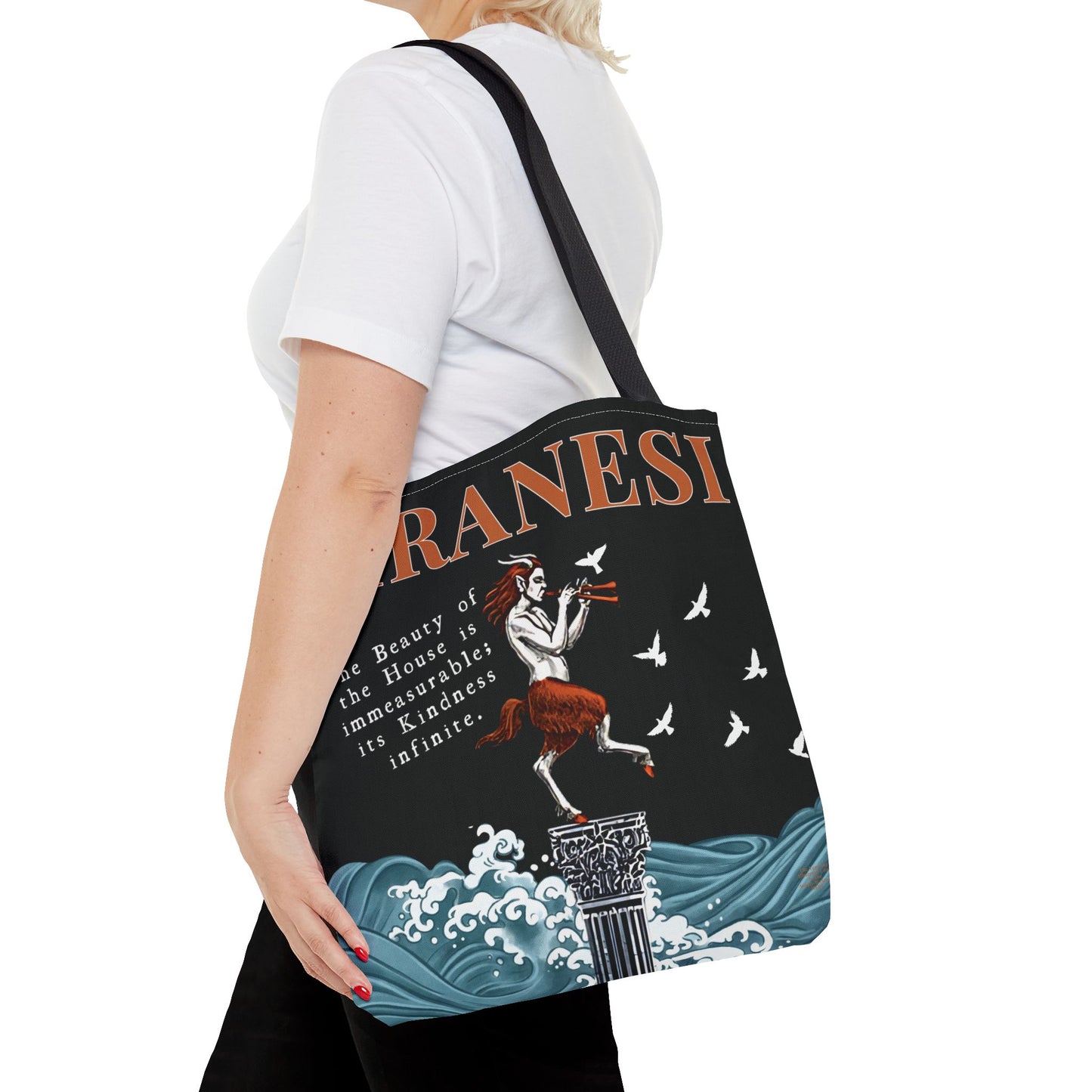 Piranesi Tote Bag | Surreal Fantasy Book Bag with Satyr & Quote Design