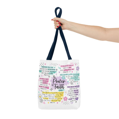 The Power of Faith | Christian Scripture Tote Bag | Inspirational Bible Verse Bag | Religious Gift for Women